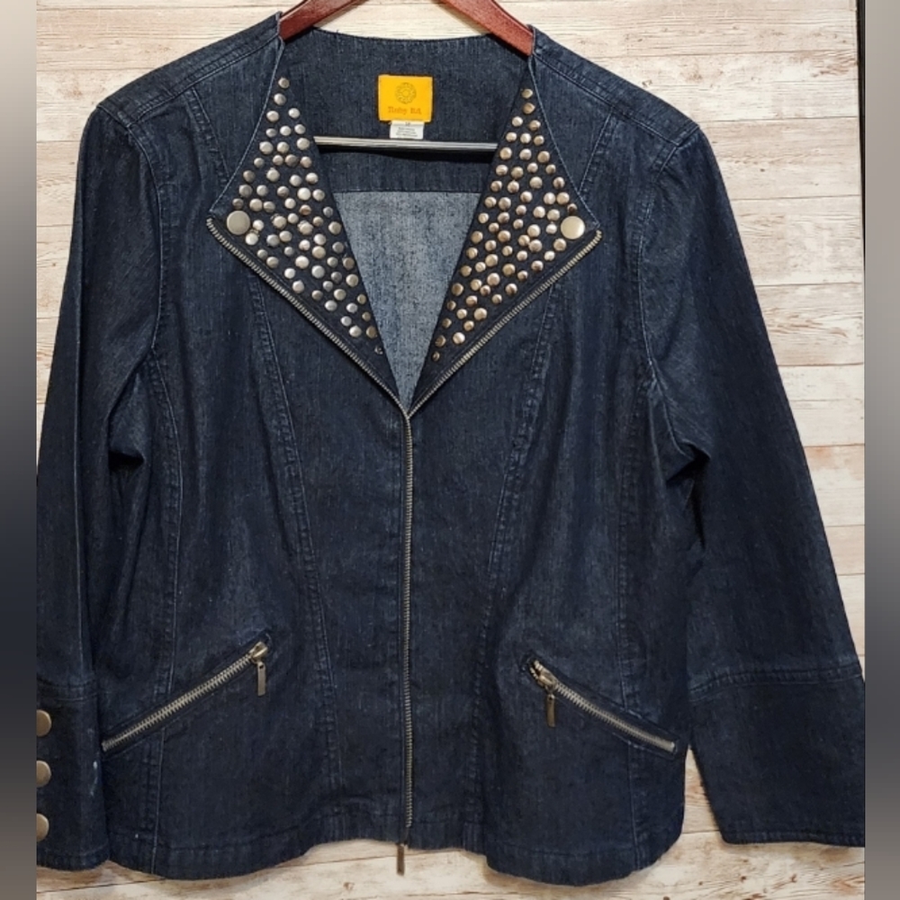 Ruby Rd Embelished Denim Blazer Jacket